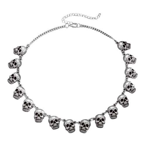 IXDEAXLY Punk Stainless Steel Skull Linked Chain Necklace Skull Finger bones Jewelry for Men and Women-Style B