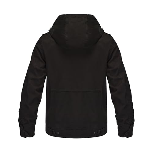Image of Mens Casual Washed Cotton Military Jacket Warm Canvas Windbreaker