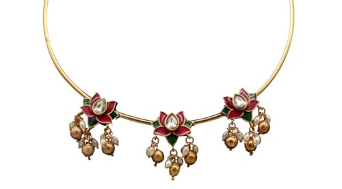 NINIKAA HOUSE OF TRADITIONS | Lotus Jadau Kundan Hasli Choker Set for Women and Kids (B0CTF3NXZ1) Amazon Price History, Amazon Price Tracker