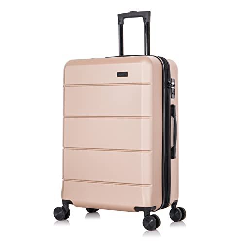 InUSA ELYSIAN Luggage with Spinner Wheels | Durable Lightweight Hardside Suitcase Travel bag with Handle and Trolley 24-Inch Medium Checked luggage | Champagne