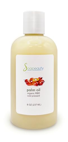 Soapeauty Palm Oil RBD – 100% Pure, Cold-Pressed, Non-Hydrogenated & Sustainable for DIY Soap, Creams & Lotions – Rich in Vitamin E – 8 fl oz
