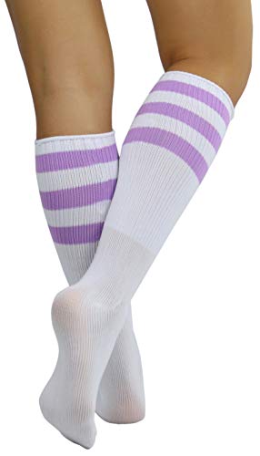 Image of ToBeInStyle Women's Premium Below Knee Athletic Socks w /Contrasting Wide Stripes