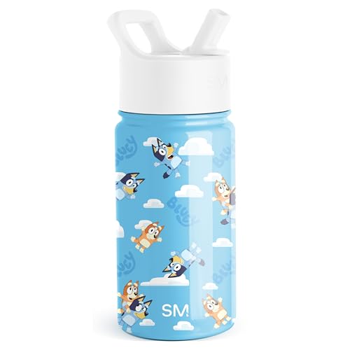 Simple Modern Kids Summit Water Bottle with Straw Lid | Bluey 14oz Stainless Steel Cup Insulated Tumbler for Toddlers, School | Bluey Sky