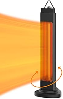 Electric Patio Heater, Oscillating Outdoor Heater for Instant Warm, Infrared Space Heater with Tip-Over Protection, Portable Handle, Super Quiet, Radiant Tower Heater for Garage Large Room, Black