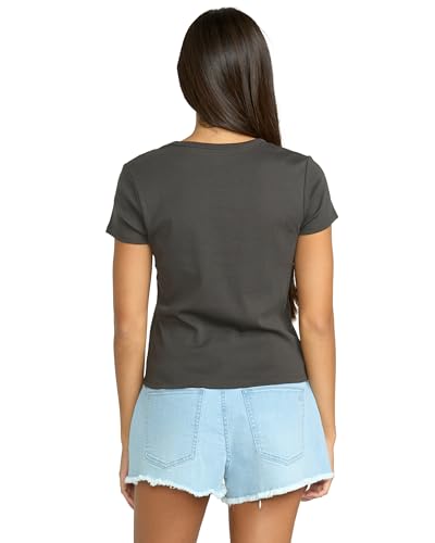 Image of Volcom Women's Have a Clue Short Sleeve Tee - Fitted T-Shirt with Striped Neck Taping