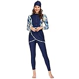 Swim Skirts for Women with Leggings Burkini Swimsuits Swimwear Modest Hijab Burkini Top+Pants Rashguard Bathing Suit Sport Beachwear Surfing Outfit for Girls Royal Blue M