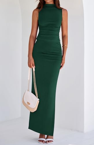 BTFBM Summer Two Piece Skirt Set for Women 2025 Dressy Lightweight Sleeveless Knit Top Going Out Split Maxi Skirt Set