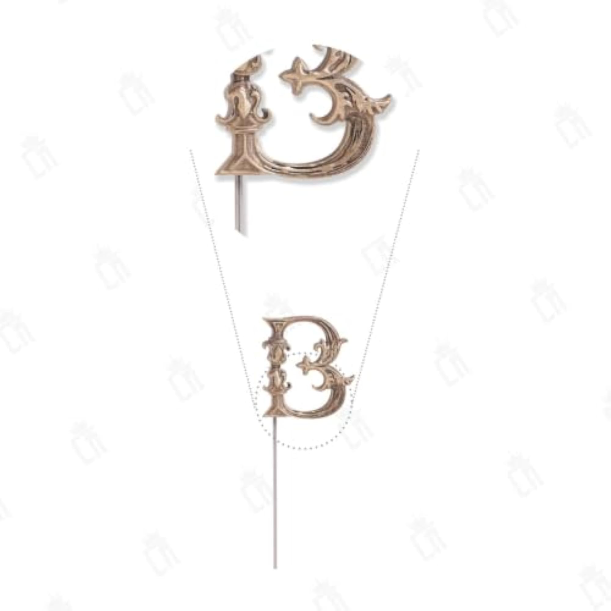 Antique Brass B Alphabet Cufflinks & Lapel Pin Combo Set