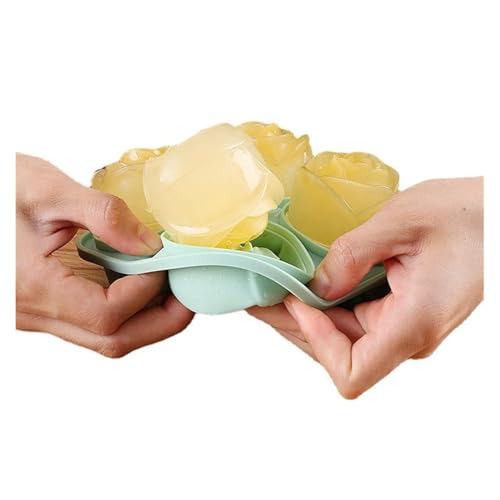 Image of 4-Cavity Silicone Ice Cube Tray Set - DIY Rose and Teddy for Cocktails, Whiskey, Chocolate, and Juice - Reusable, Easy-Release Ice Makers (Rose Shape)