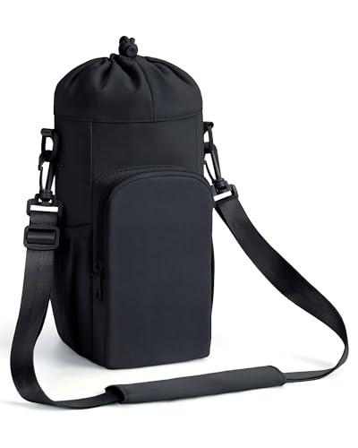 sportsnew Water Bottle Carrier Bag with Strap Insulated Bottle Holder with Phone Pocket Adjustable Crossbody Water Bottle Bag for Hiking Walking Gym & Travel (Fits up to 40oz)