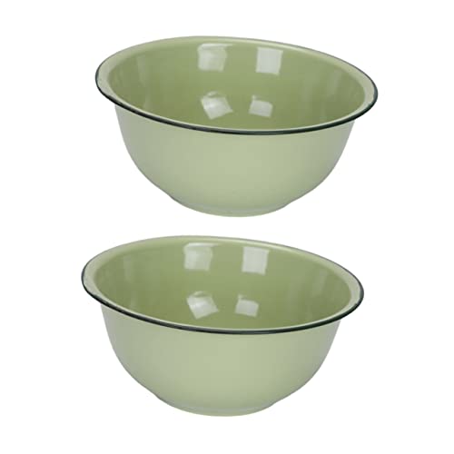 WEKADRIN 2 Piezas Tazón De Esmalte Plato De Pasta Tazón Grande Con Tapa Tazones Para Servir Ensalada Tazón De Sopa Nimiedad Lavabo De Esmalte Ensaladeras Grandes Tazón De Fideos Light Green