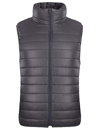 iClosam Women's Winter Puffer Vest Lightweight Packable Down Vest Quilted Jacket Coat (Men Dark Grey, Order Size UP-X-Large)