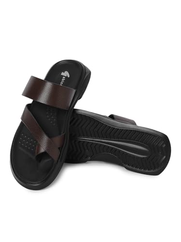 Image of Gabicci Mens Toe Loop Sandal, Slip On Entry, (Size 40-45), Full Grain Leather, Casual Lounging Sandal, PU Sole, Flat Heel, Hope