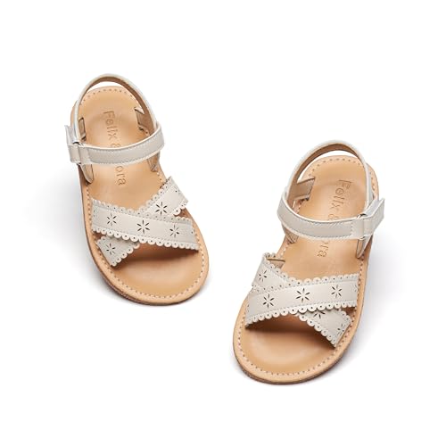 Image of Felix & Flora Toddler Girl Sandals - Little Girl Easter Dress Shoes Lightweight Open Toe Beach Holiday Flats