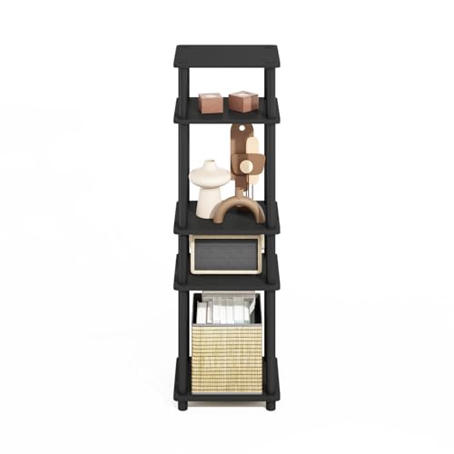 Image of Furinno Turn-N-Tube Storage Shelves, Stackable Standing Shelf, Open Corner Shelf, for Organization and Storage, Living Room, Garage, Home Office, Americano