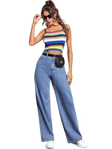 Image of Glossia Denim Baggy Jeans for Women | Stretchable High Waist Straight Fit Jeans for Women | High Rise Stretch Denim | Loose Fit Plus Size Denim (Sizes - 24 to 44) WJ51-1205-$