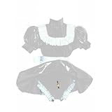 Sissy Maid Bodysuit Lockable Vinyl PVC Leather Maid Cosplay Costume Cross Dressing Rompers (Silver,Large)
