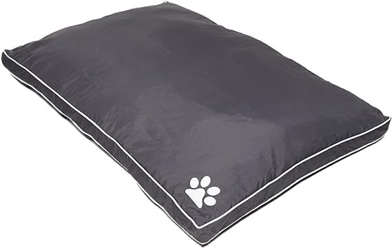 London Dream Waterproof Dog Bed Mattress Filled Cushion with Removable Zip Cover, Heavy Duty Hardwearing Washable Puppy Pet Cushions Tough (Grey, Large - 58x80x5 cm)