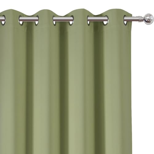 Image of LEMOMO Blackout Curtains 66 x 84 inch /Sage Green Curtains Set of 2 Panels /Thermal Insulated Room Darkening Bedroom Curtains