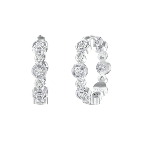 Pendientes de mujer aro plata 925 oro con circonitas para el estilo diario u oficina
