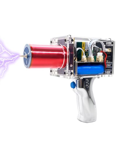 Tesla Coil Handheld Gun, Artificial Lightning, Portable Mini Spark Gap Arc Generator, for Science Physics Teaching Experiment Tool College High School Education DIY Toy (Regular Edition)
