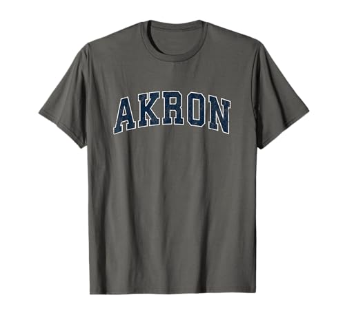 Akron Ohio OH Vintage Sports Design Navy Design T-Shirt