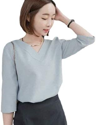 Amazon トップス カットソー Tシャツ 七分袖 無地 Vネック ベーシック 冬カジュアル フォーマル パステルカラー レディース 並行輸入品 Tシャツ カットソー 通販