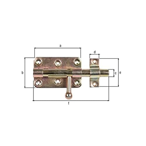 Gah Alberts Box or Fixed Round Button and Latch Door Bolt Lock, 129026, Hot-dip (Yellow) Galvanised Surface, 99 x 60 mm - Image 2
