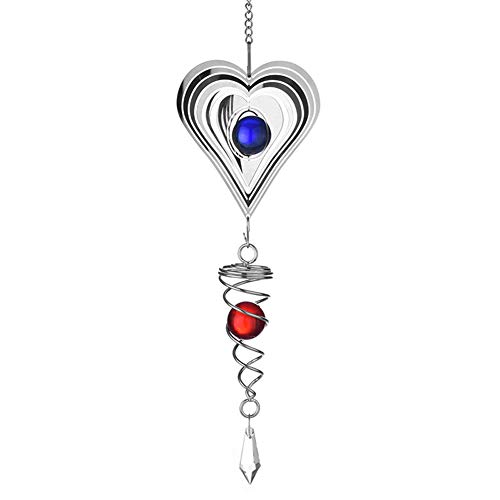 Outdoor Wind Chimes Crystal Ball Stainless Steel Mirror Hanging Chime (Heart)