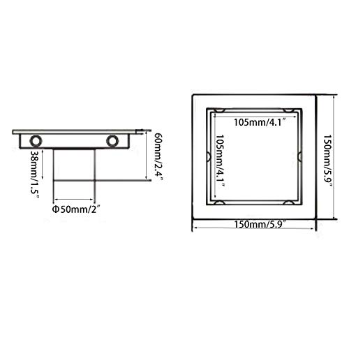 RANDOM Brushed Steel Floor Drain 6-inch SUS304 Stainless Steel Square Shower Floor Drain with Tile Insert Grate Removable Multipurpose Invisible Look or Flat Cover. (Wide-brimmed)