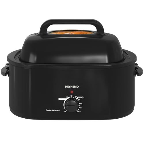Image of Roaster Oven 26Qt,1450W Electric Turkey Roaster Oven Buffet with Self-Basting Lid, Removable Pan and Rack, Cool-Touch Handles, Stainless Steel, Black