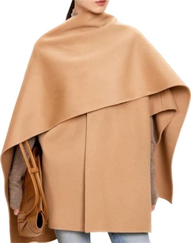 WRAP-Autumn Winter Woolen Cape For Women Double-Sided Soft Cashmere Short Over Coat Shawl