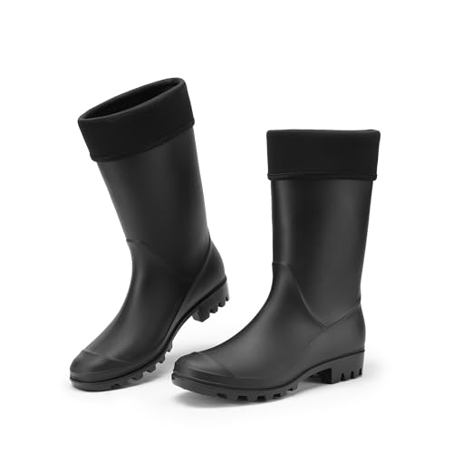 Bottes de pluie femmes avec doublure moelleuse chaude col - 4