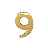 Addresses of Distinction 2-Inch Brass Mailbox Number 9 – Self Adhesive Floating #9 – Williamsburg Font – Won’t Tarnish – Weather Resistant – Numbering for Address Plaque, Home, Door, & Business