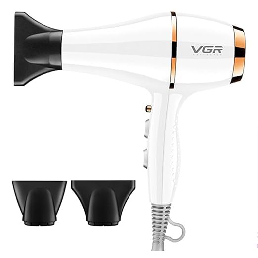 VGR V-414 Professional Hair Dryer for Men & Women | 2200W Powerful AC Motor | 3 Heat & 2 Speed Settings | Cool Shot Button | Double Safety Net & Overheat Protection | Detachable Nozzles | White-image-41