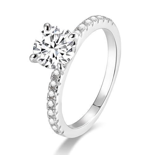 Bague moissanite 1.2ct en argent sterling 925 avec une alliance demi éternité brillante