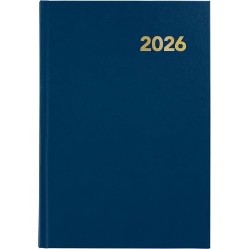 Grafoplas - Agenda 2026 Día Página Anual, 14,5x21cm, Azul, Español, Modelo Bretaña, Tapa Dura y Punto de Lectura, 288 Páginas, Papel Blanco 70g Certificado FSC, Incluye Planning y Calendario 3 años