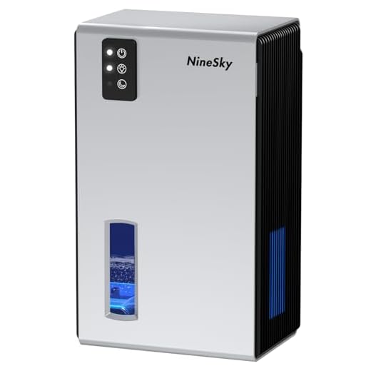 NineSky Desumidificador para casa, tanque de água de 2,693 g, desumidificadores para banheiro quarto porão com desligamento automático, luz LED de 7 cores (prata)
