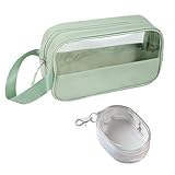 CWPFVQA 1 Trousse De Toilette Pour Femme, Vert, Imperméable, Durable, Facile À Nettoyer, Unisexe, Voyage, Rangement Transparent, Cosmétique, 1 Unité