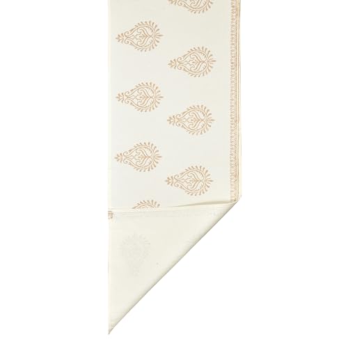 Image of BLOCKS OF INDIA Hand Block Printed Cotton Table Runner for Center /Dining Table(13 x 72 Inches) (Gold)