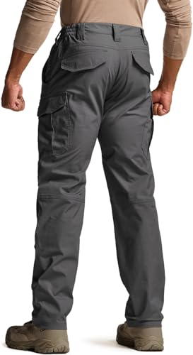 Image of CQR Men's Flex Stretch Tactical Pants, Water Resistant Ripstop Cargo Pants, Lightweight EDC Outdoor Work Hiking Pants