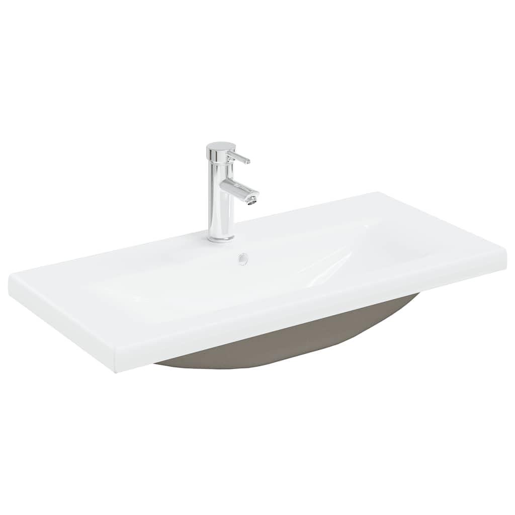 Set Mobili Bagno 2 Pz con Lavabo Sospeso 80cm Grigio Cemento | Arredo bagno salvaspazio sospeso a parete con capiente mobile in legno ingegnerizzato e lavabo in ceramica lucida.