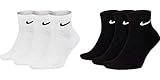 Nike Socken Damen Herren Weiß Schwarz Kurz Sportsocken Größe 34 36 38 40 42 44 46 48 50 Sparset SX7677, Sockengröße:46-50, Sockenfarbe:3 Paar weiss 3 Paar schwarz