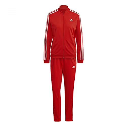 adidas Damen Essentials 3-Stripes Track Suit, Vivid Red/White, S