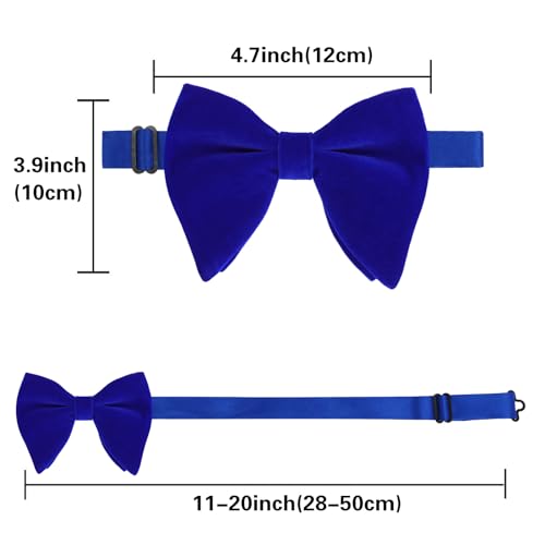 Image of Alizeal Velvet Pre-tied Adjustable Bow Tie for Men Oversize Formal Solid Tuxedo Bowtie
