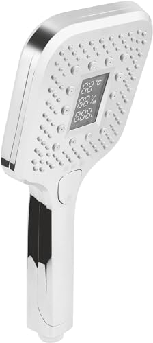 Cornat Pommeau de douche « Smartly » - Taille de la tête : 108 x 108 mm - Chromé - 3 types de jet : normal, massage et combiné - Anti-calcaire et indicateur de...