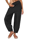 Caracilia Womens Barrel Wide Leg Sweatpants Casual Elastic Waist Comfy 2026 Fall Vacation Travel Lounge Pants Black X-Large