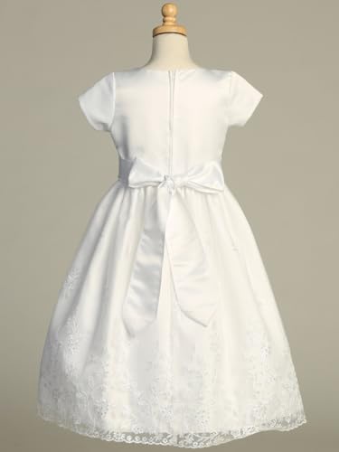 Made in USA - White First Communion Dress for Girls - Catholic First Communion Dresses - Vestido de Comunión Manga2