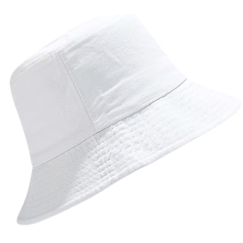 GelldG Unisex Bucket Hat Solid Colors Sun Hat, Trendy Bucket Hat, for Unisex Women Men, Summer Sun Hat Plain Colours, Packable Summer Hats for Outdoor Sports White