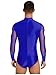 Xnihocha Men's Rhinestones Ballet Gymnastics Dance Leotard Bodysuit Long Sleeve Figure Skating Leotard Royal Blue Large